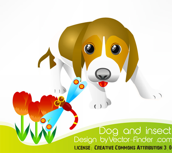 free vector Free Vector Dog and Insect